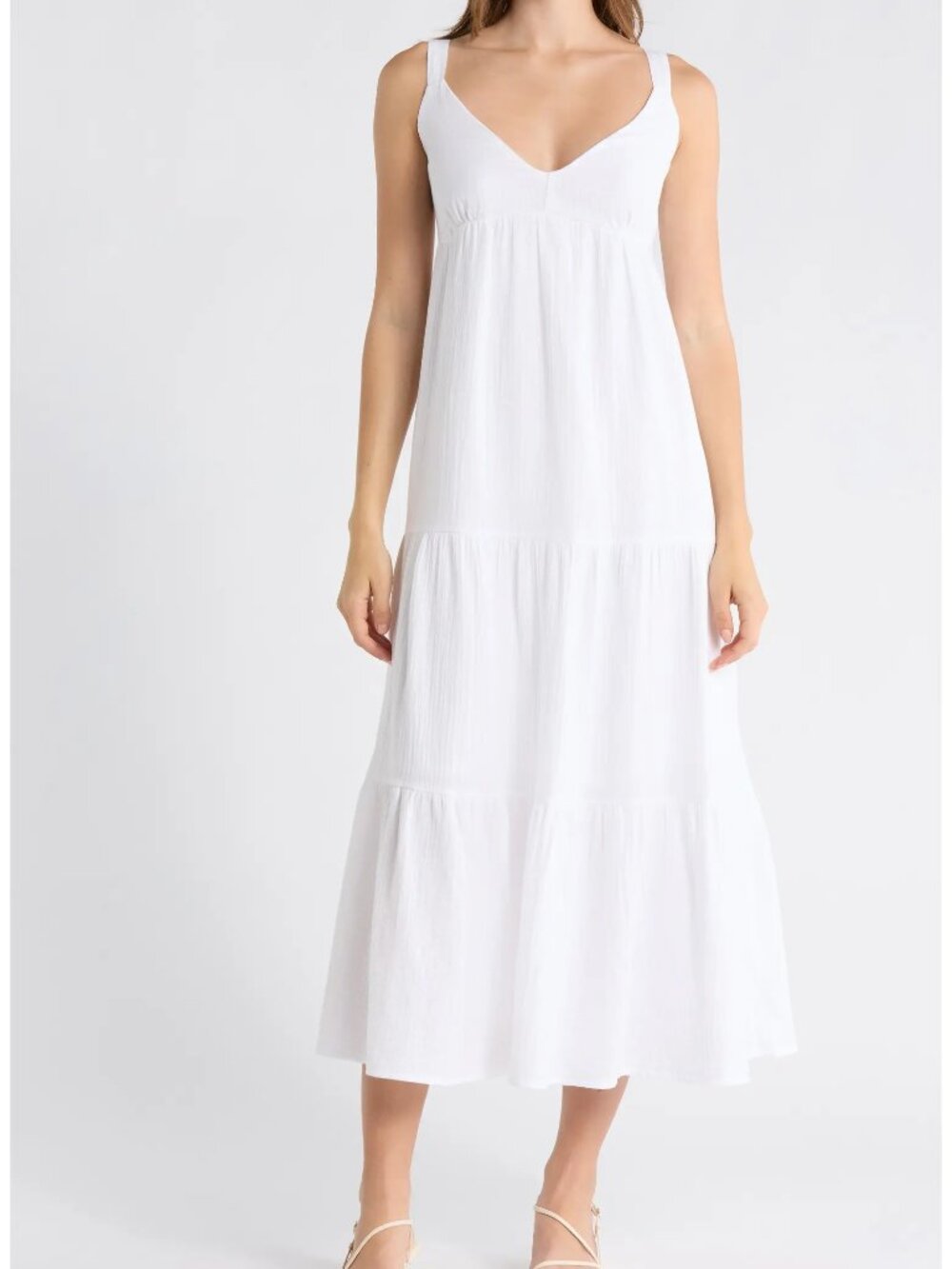 Steve Madden Elianna Cotton Gauze Tiered Sleeveless Midi Dress - Large- NWT